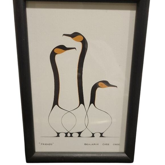 Benjamin Chee Chee Framed Artwork Friends Canadian Geese Black White Small - Picture 3 of 8